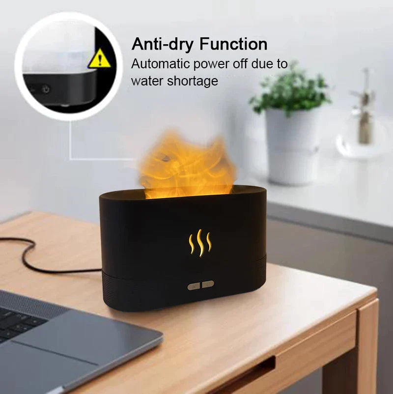 Flame Effect RGB Humidifier & Aroma Diffuser - LED Mist Maker