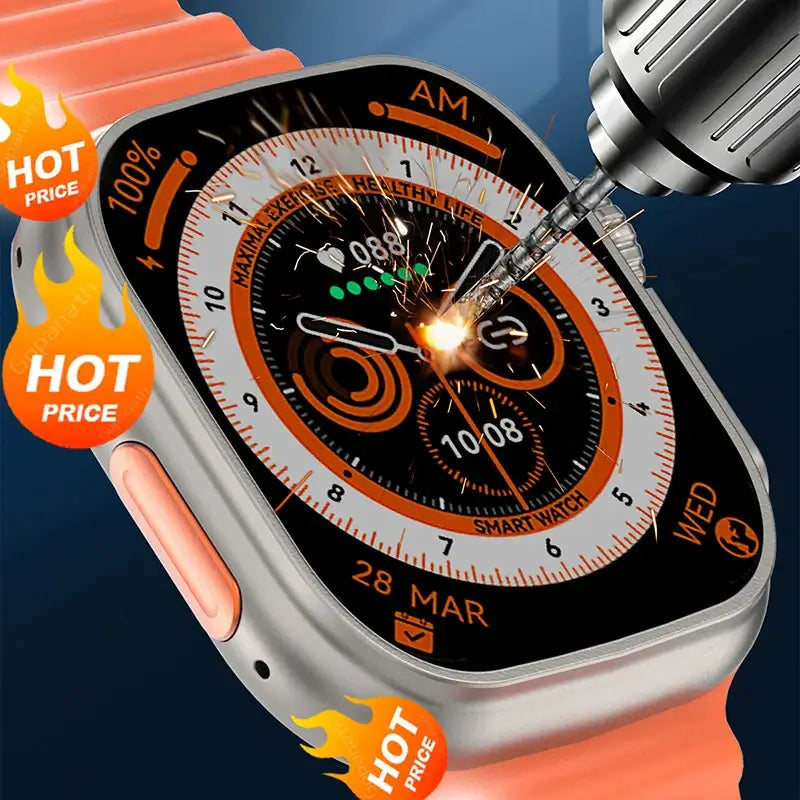 Y80 Ultra Smart Watch with 8 Straps - 2.02 inch HD Display