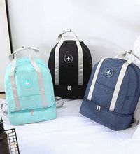 wet and dry split backpack with waterproof compartments for travel 