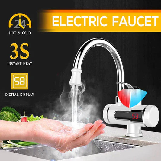 instant Electric Hot Water Tap - 3000W Digital Display Faucet for Kitchen & Bathroom [Free Delivery]