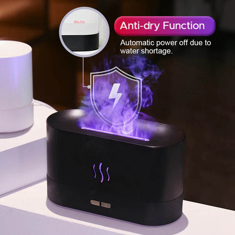 Flame Effect RGB Humidifier & Aroma Diffuser - LED Mist Maker