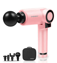 foldable multifunctional electric massage gun in compact pink design with attachment