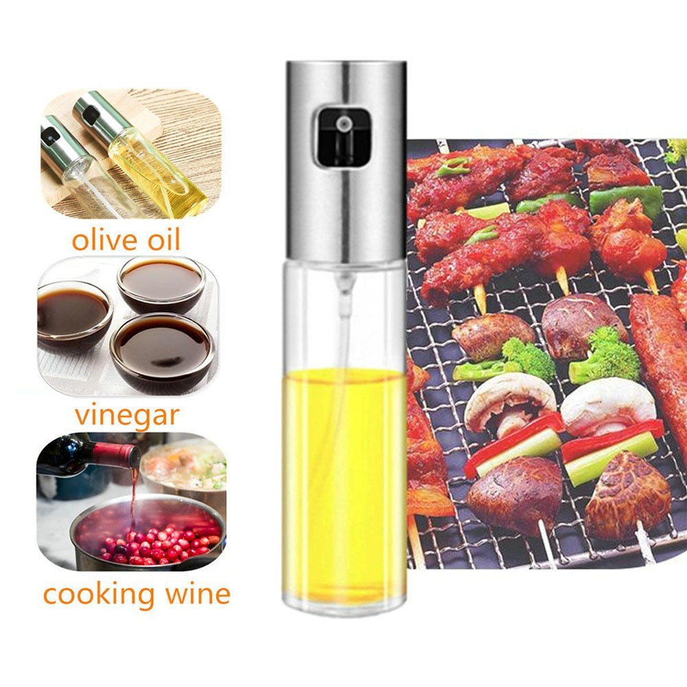 Stainless Steel Oil Spray Bottle - 100ml Kitchen Dispenser