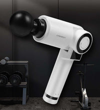 foldable multifunctional electric massage gun in compact white design 