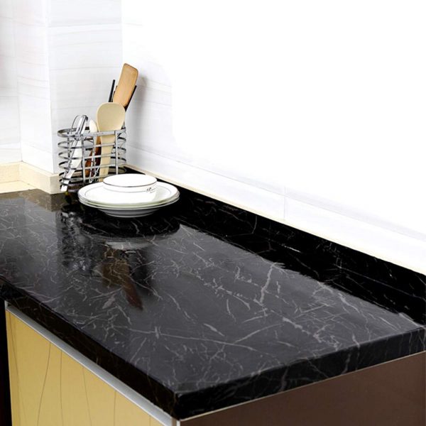 Black & White Marble Sheet - Waterproof Kitchen Wallpaper 2x6.5ft