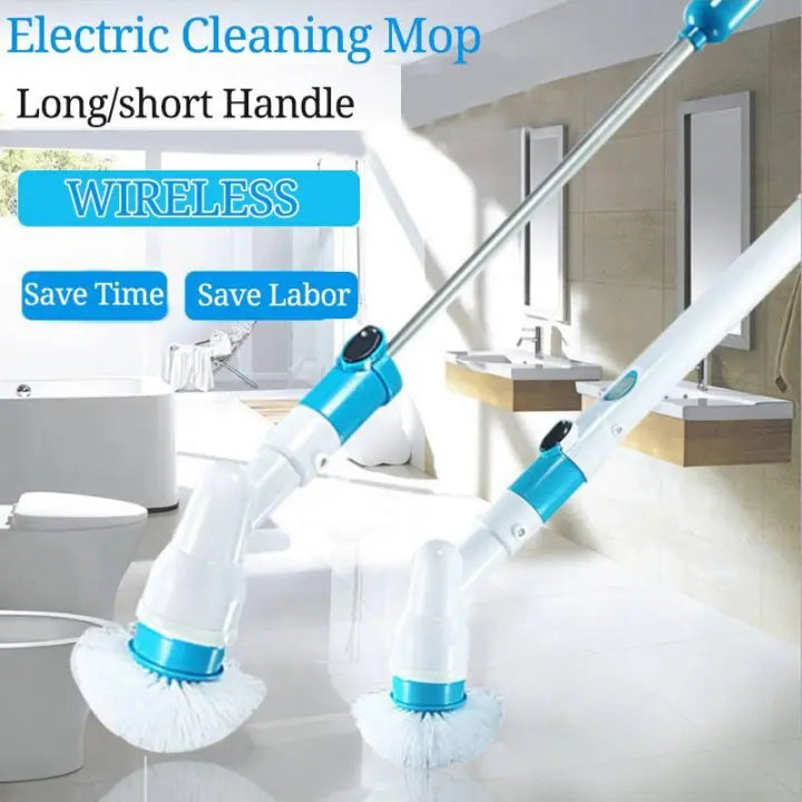 Rechargeable Spin Scrubber - Long Handle Electric Cleaning Brush