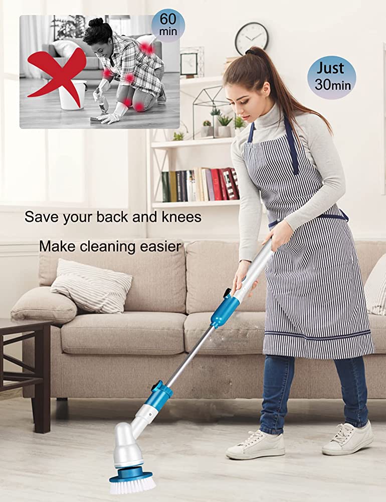Rechargeable Spin Scrubber - Long Handle Electric Cleaning Brush