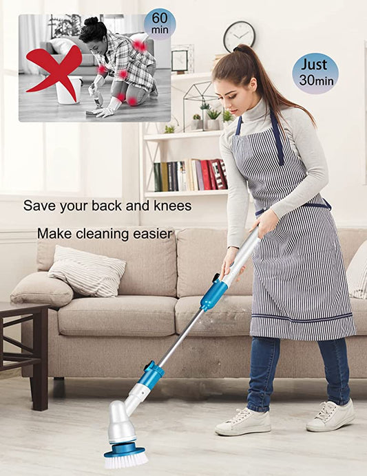 Rechargeable Spin Scrubber - Long Handle Electric Cleaning Brush
