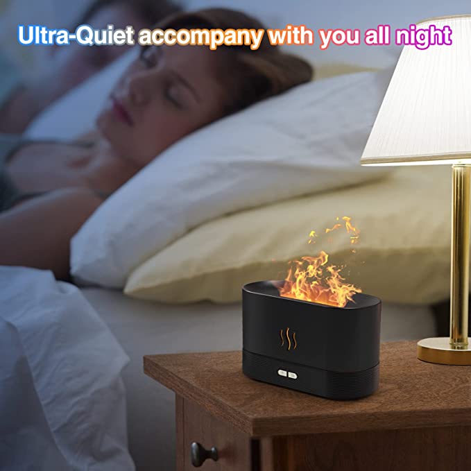 Flame Effect RGB Humidifier & Aroma Diffuser - LED Mist Maker