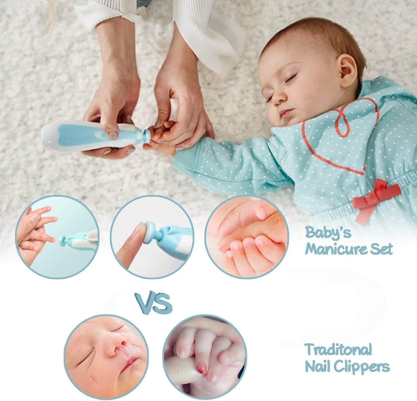 Electric Baby Nail Trimmer - Safe Gentle Nail Clipper for Newborns & Toddlers