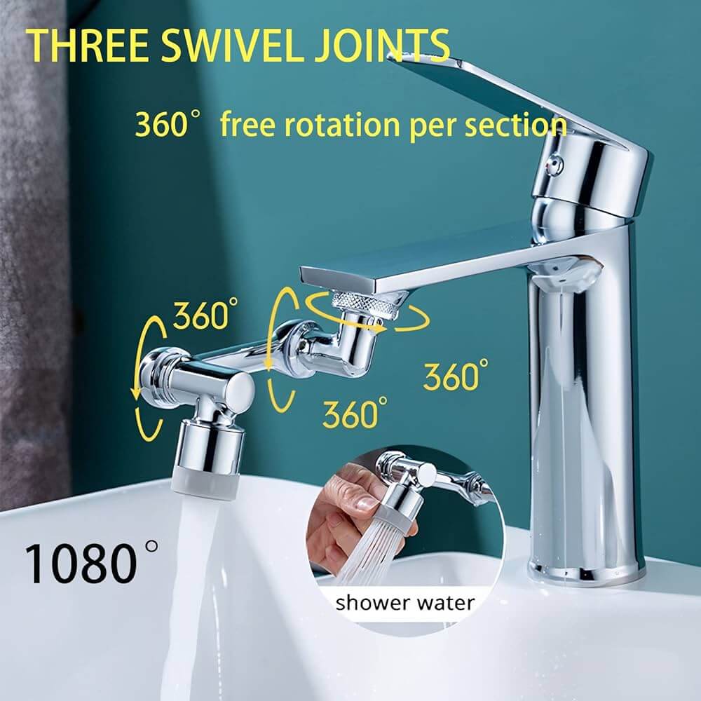 1080° Swivel Faucet Extender - Rotatable Kitchen Sink Aerator