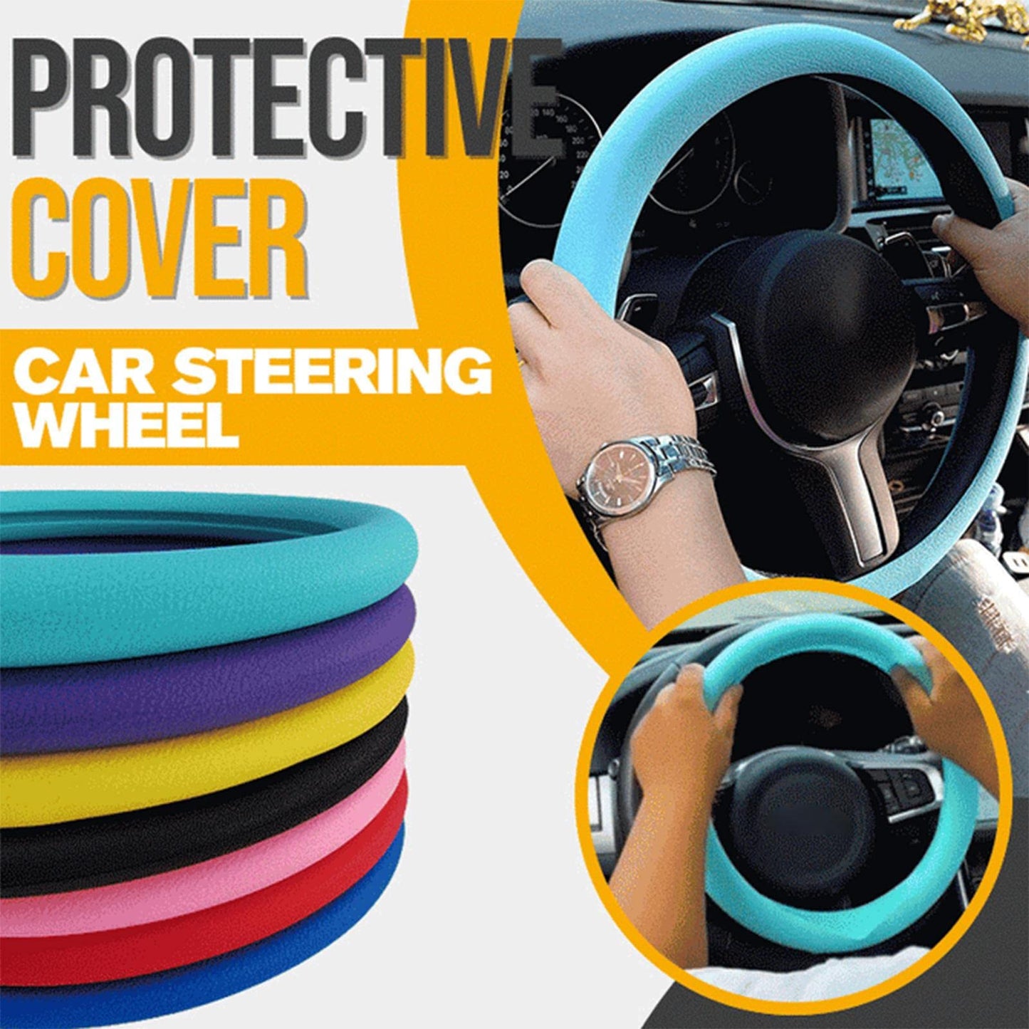 Silicone Steering Wheel Cover - Non-Slip Soft Grip Car Accessory