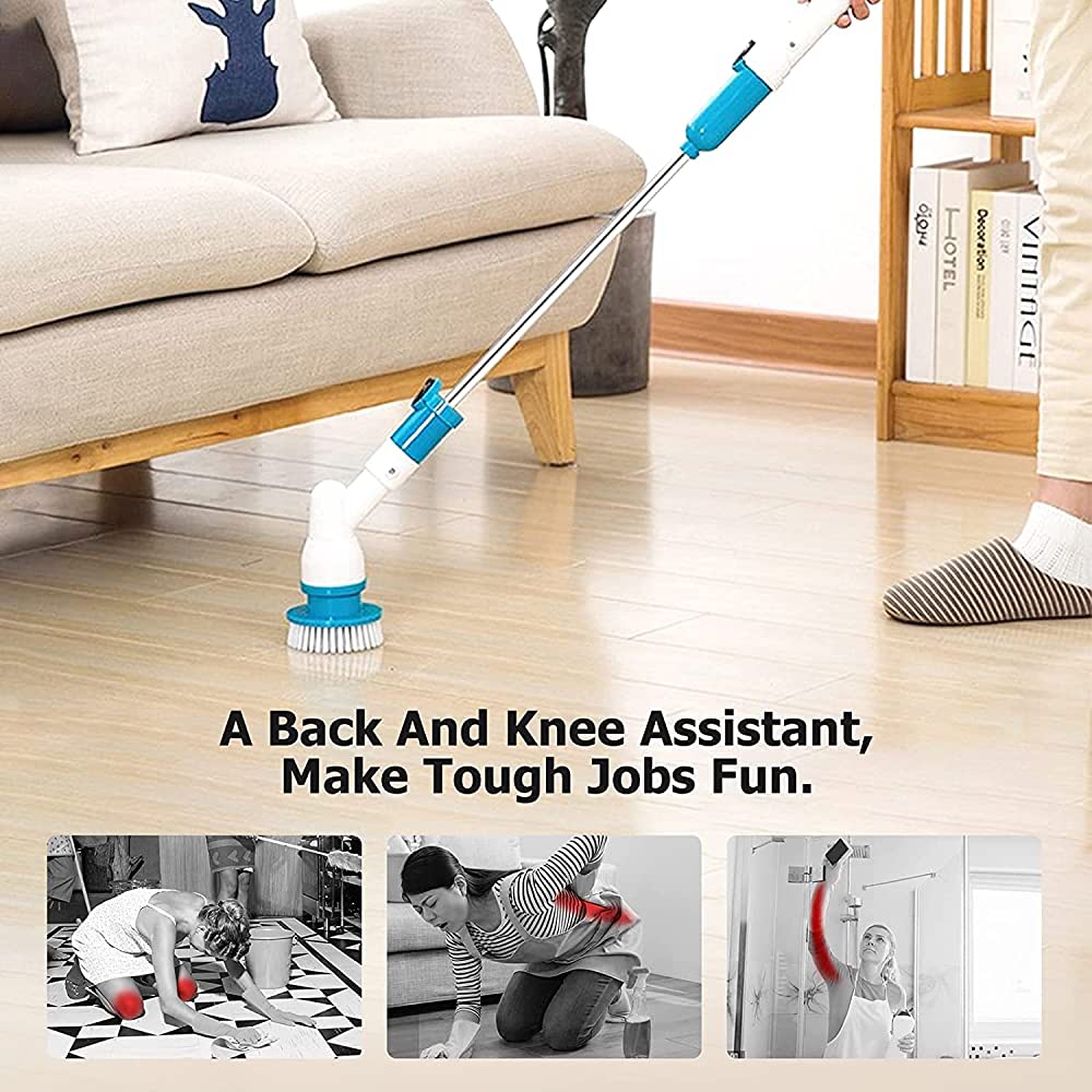 Rechargeable Spin Scrubber - Long Handle Electric Cleaning Brush