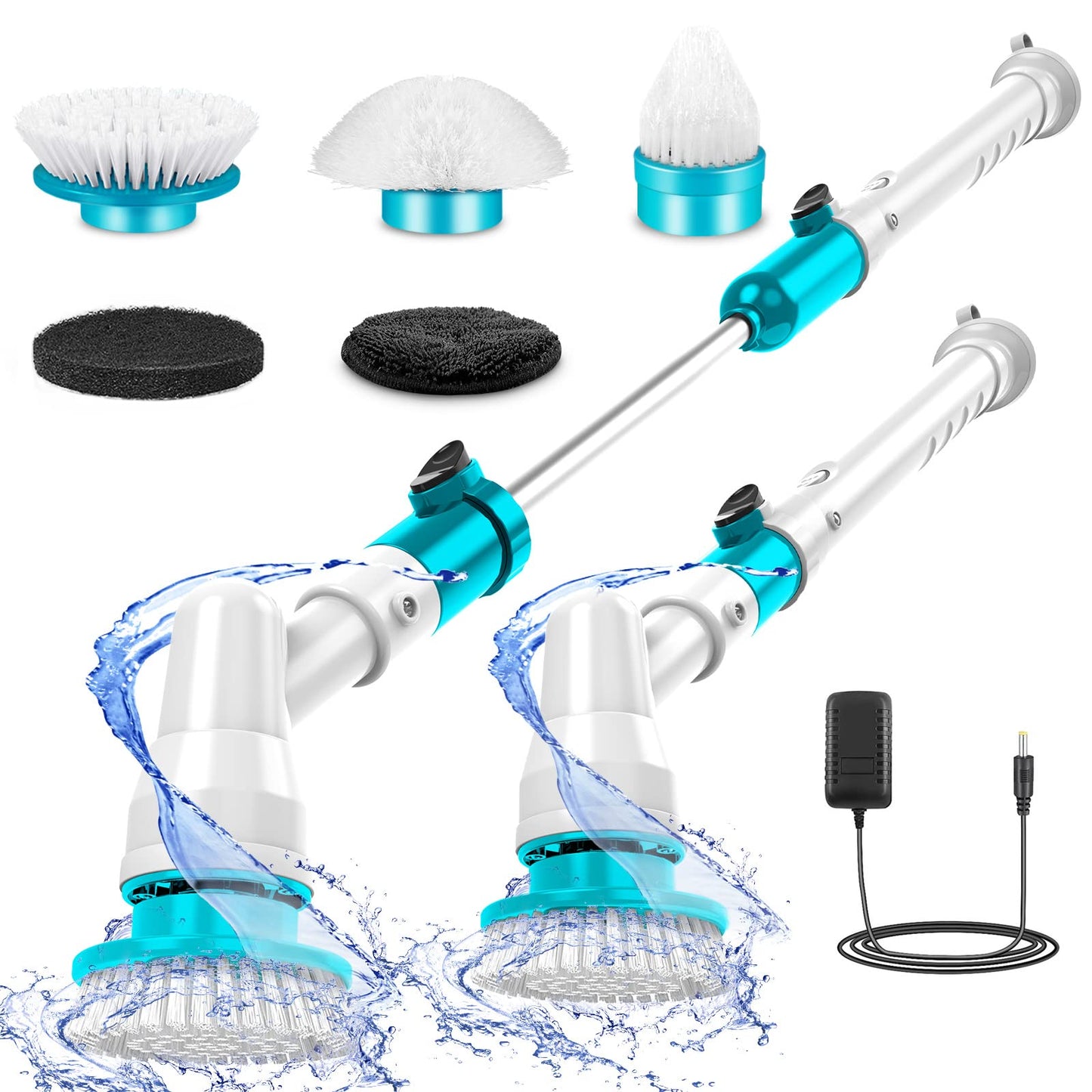 Rechargeable Spin Scrubber - Long Handle Electric Cleaning Brush