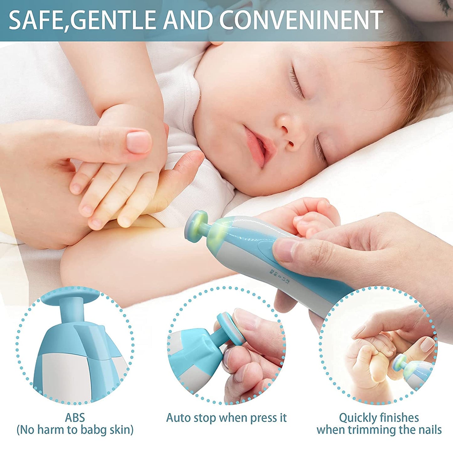 Electric Baby Nail Trimmer - Safe Gentle Nail Clipper for Newborns & Toddlers
