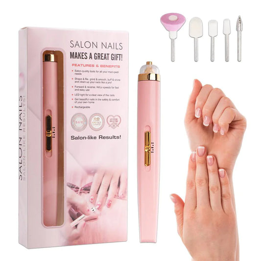 Electric Nail Drill - Rechargeable Salon Nail File Tool Set