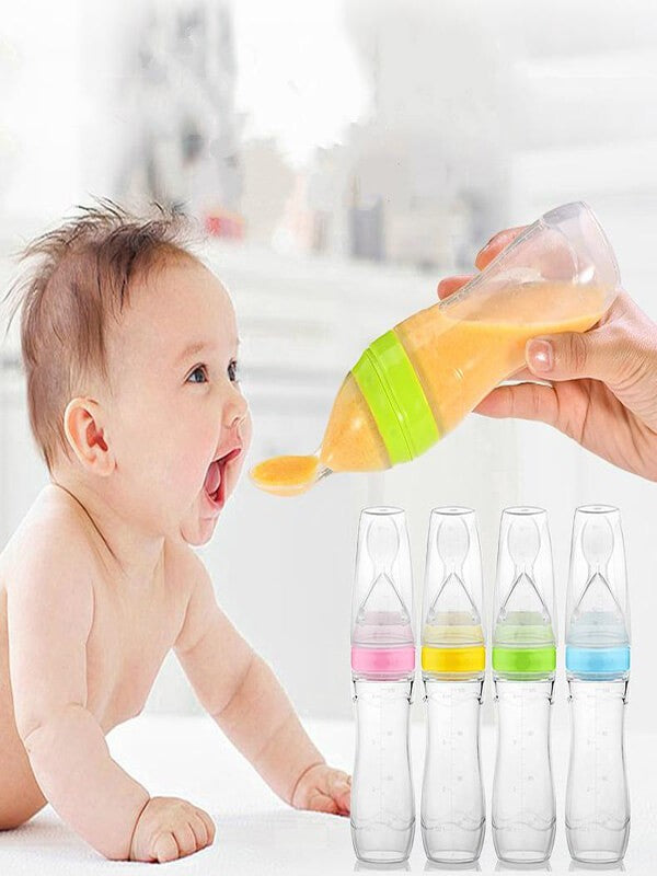 Silicone Baby Spoon Feeder - Squeeze Food Dispensing Spoon