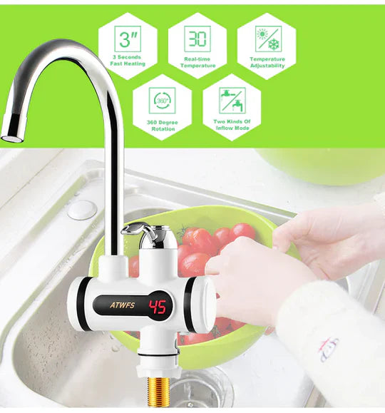 instant Electric Hot Water Tap - 3000W Digital Display Faucet for Kitchen & Bathroom [Free Delivery]