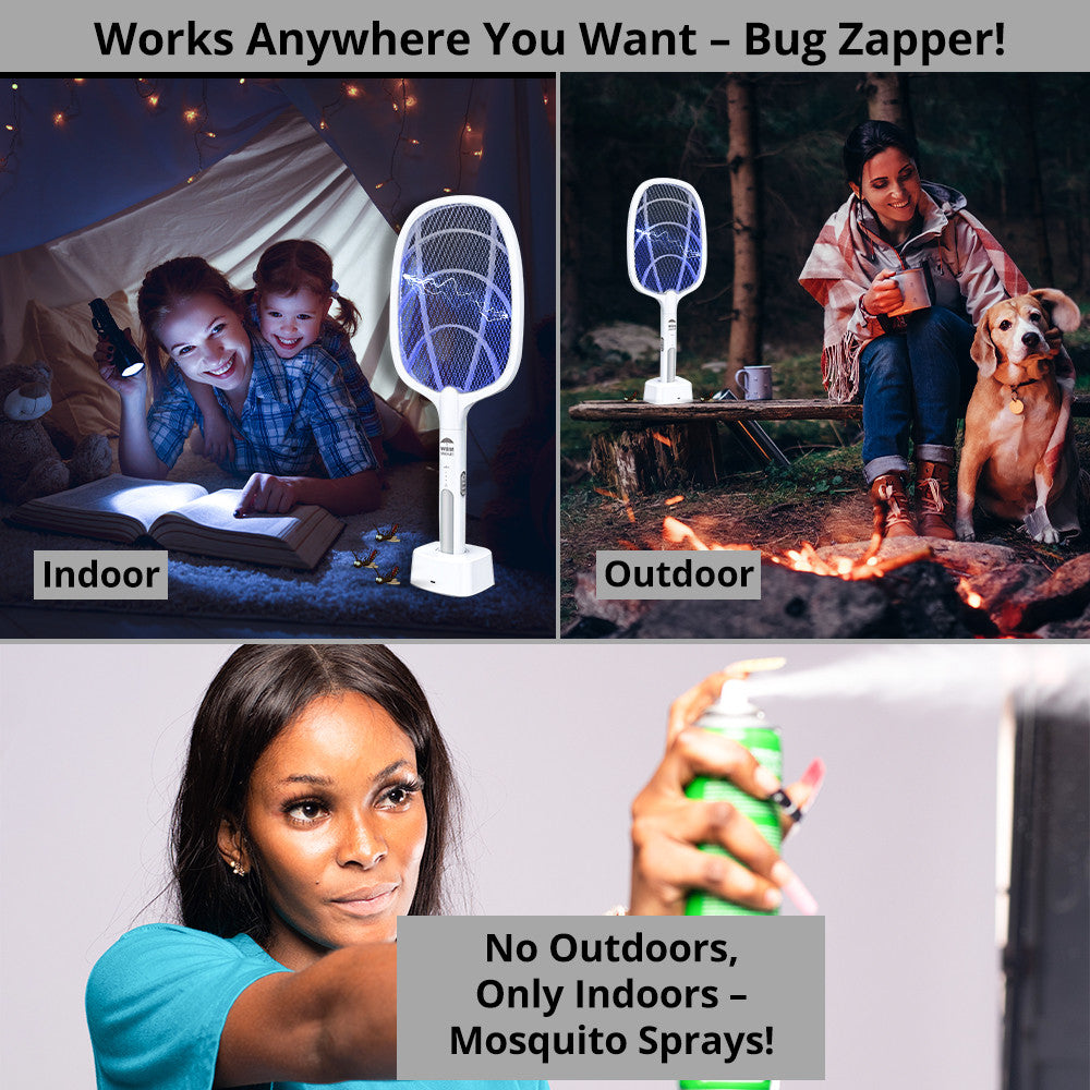 Electric Rechargeable Mosquito Killer Racket | Safe & Powerful Fly Zapper