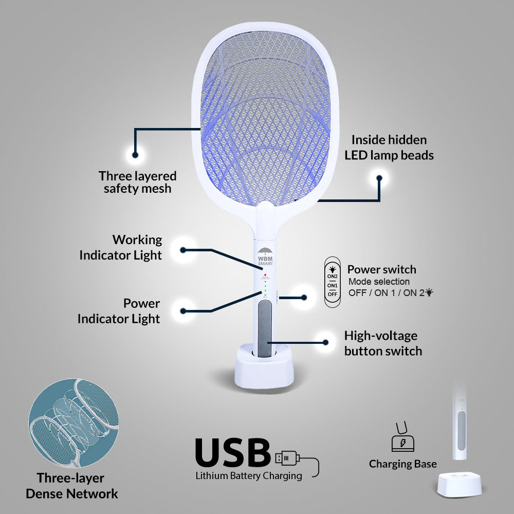 Electric Rechargeable Mosquito Killer Racket | Safe & Powerful Fly Zapper