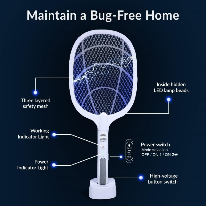 Electric Rechargeable Mosquito Killer Racket | Safe & Powerful Fly Zapper