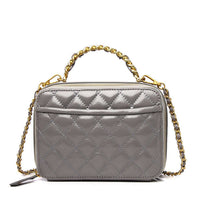 font look of grey Leather Camera Bag for Ladies