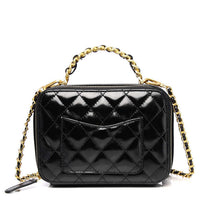front look of black Leather Camera Bag for Ladies