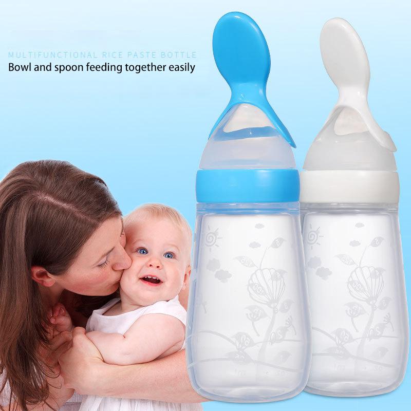 Silicone Baby Spoon Feeder - Squeeze Food Dispensing Spoon