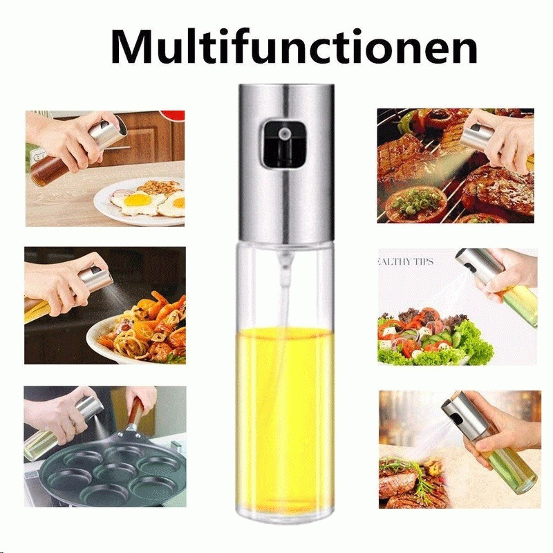Stainless Steel Oil Spray Bottle - 100ml Kitchen Dispenser