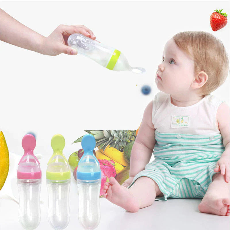 Silicone Baby Spoon Feeder - Squeeze Food Dispensing Spoon