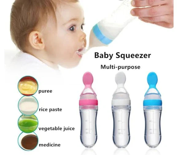 Silicone Baby Spoon Feeder - Squeeze Food Dispensing Spoon