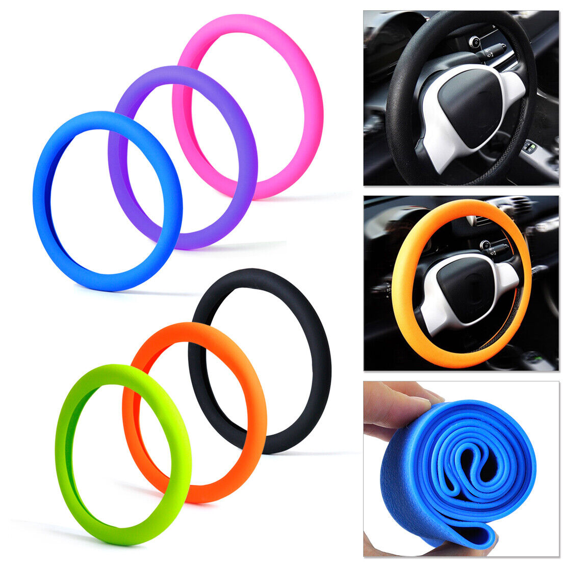 Silicone Steering Wheel Cover - Non-Slip Soft Grip Car Accessory